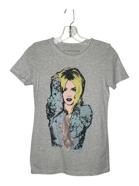 Britney Spears Graphic Tee - Heather Gray with Yellow & Teal Artwork